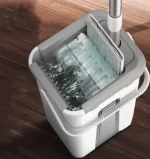 Швабра с ведром 11 л с автоматическим отжимом Cleaning Mop + 2 насадки / Комплект для уборки — изображение 2