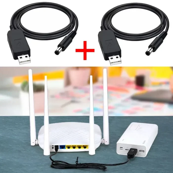Р Комплект 2шт Кабель питания роутера от повербанка, 5-12V, USB-DC / Шнур для WIFI роутера с преобразователем напряжения — изображение 1