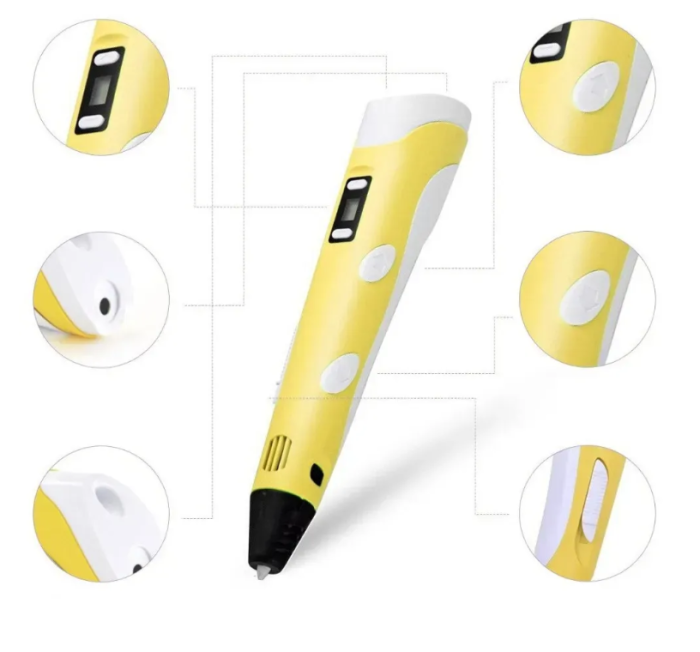 3D ручка с дисплеем и трафаретами + 200м пластика, 3DPEN-3 / Триде ручка детская / 3д ручка для рисования — изображение 4