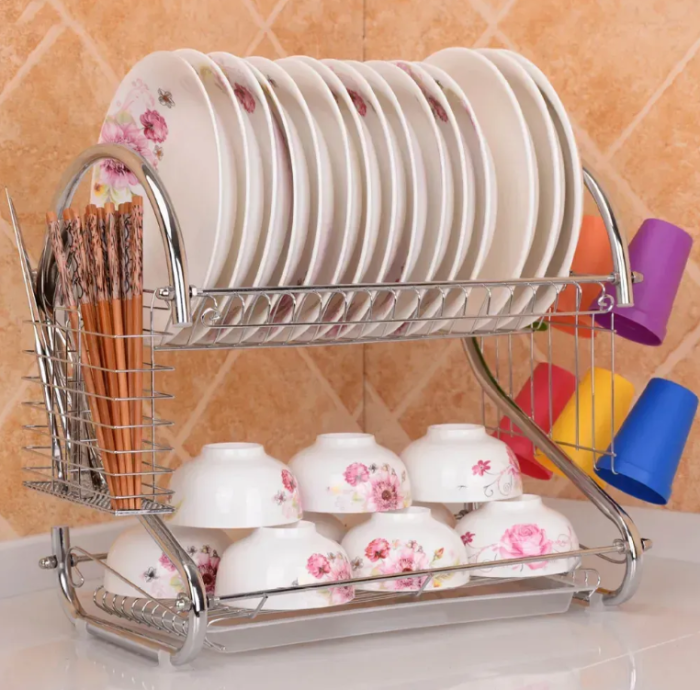 Стойка для хранения посуды (360х115х240мм), Kitchen Storage Rack / Кухонная сушилка для посуды с поддоном — изображение 1