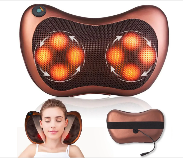 Снимок экрана 2025-10-13 165650 Массажная подушка (31х10х19 см) Massage Pillow 8028 / Роликовый массажер для спины и шеи с подогревом — изображение 1