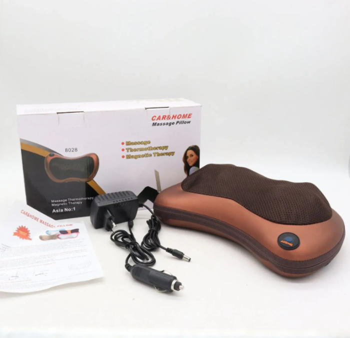 Массажная подушка (31х10х19 см) Massage Pillow 8028 / Роликовый массажер для спины и шеи с подогревом — изображение 6