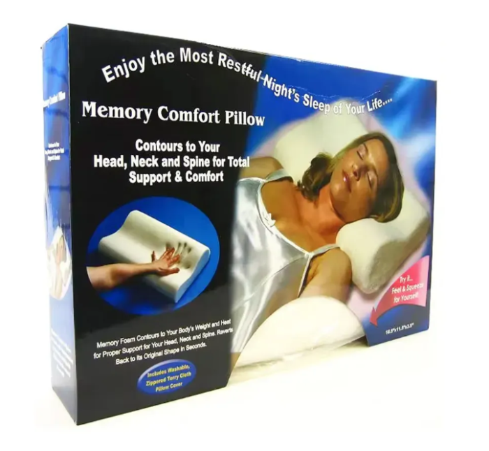 Ортопедическая подушка для сна с эффектом памяти 50x29x10/7см, Memory Foam Pillow — изображение 1