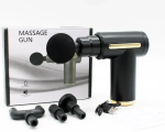 Ручной массажер для тела с 4 насадками и USB, Gun Massager, Черный / Перкуссионный массажер аккумуляторный — изображение 4
