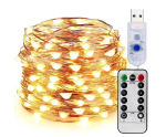Светодиодная гирлянда Роса от USB, 50 м, 500LED + пульт, Теплый белый / Новогодняя LED гирлянда нить