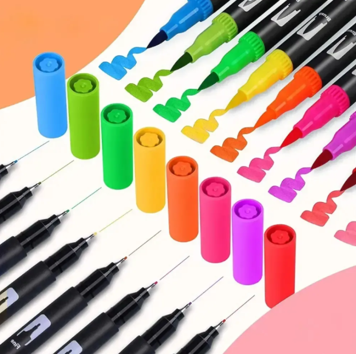 Двусторонние акварельные маркеры в пенале 48 шт, Color pencil / Набор скетч-маркеров для рисования — изображение 3