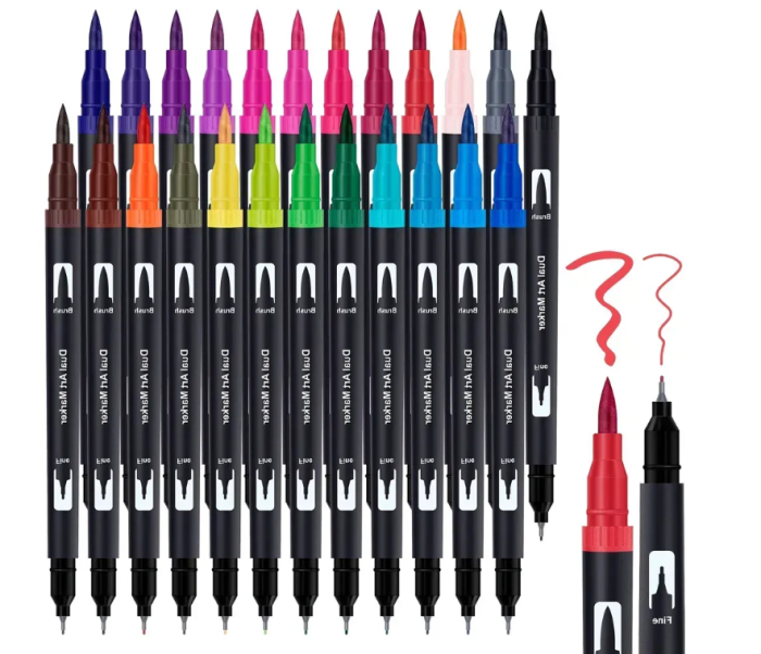 Двусторонние акварельные маркеры в пенале 48 шт, Color pencil / Набор скетч-маркеров для рисования — изображение 4
