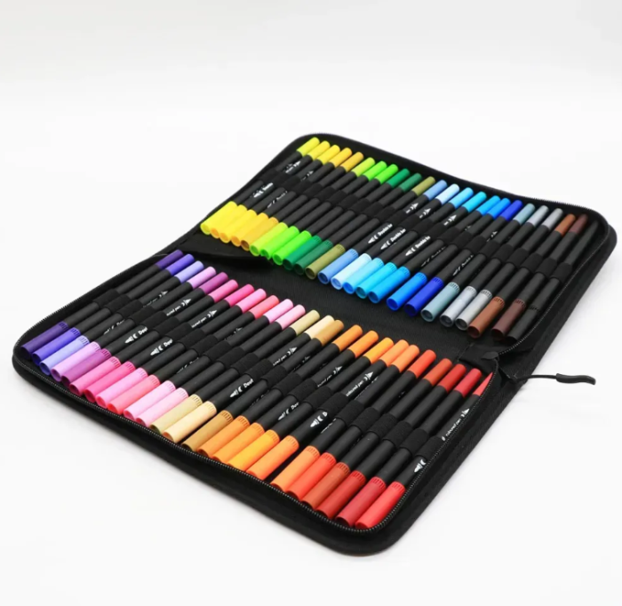 Двусторонние акварельные маркеры в пенале 48 шт, Color pencil / Набор скетч-маркеров для рисования — изображение 6