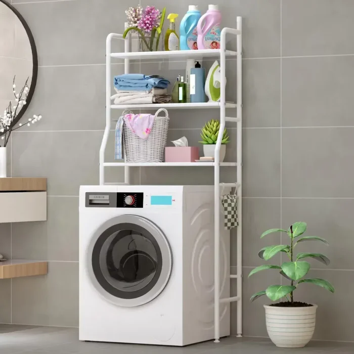 Полка стеллаж над стиральной машиной LAUNDRY RACK TW-106 Белый / Напольная стойка органайзер для ванной комнаты — изображение 1