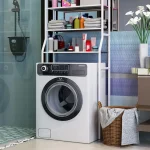 Полка стеллаж над стиральной машиной LAUNDRY RACK TW-106 Белый / Напольная стойка органайзер для ванной комнаты — изображение 4