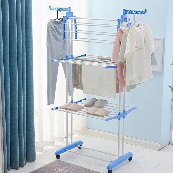 Складная многоярусная сушилка для белья на колесах Garment Rack, нагрузка до 50 кг (172×73×64 см) — изображение 4