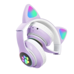 Беспроводные наушники с ушками, STN-28, Фиолетовый / Bluetooth наушники / Детские наушники с подсветкой — изображение 3