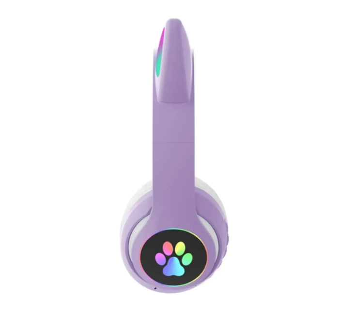 Беспроводные наушники с ушками, STN-28, Фиолетовый / Bluetooth наушники / Детские наушники с подсветкой — изображение 4
