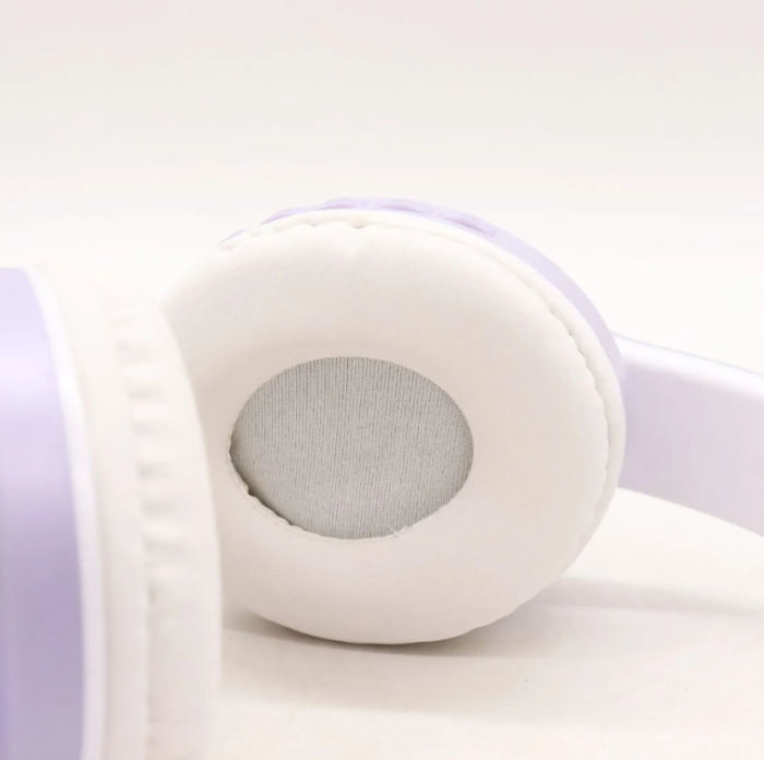 Беспроводные наушники с ушками, STN-28, Фиолетовый / Bluetooth наушники / Детские наушники с подсветкой — изображение 5