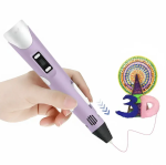 Набор 3D-ручка с трафаретами и планшетом + 100 м пластика 3DPEN-6 / Детская 3д ручка / Набор для творчества Фиолетовый — изображение 4