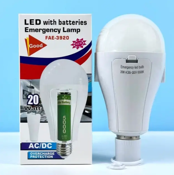 Снимок экрана 2026-01-24 124623 Светодиодная лампа с 2 аккумуляторами FAT-3920 Bulb \ Кемпинг-лампа на батарейках 20W 6800-7300K — изображение 1