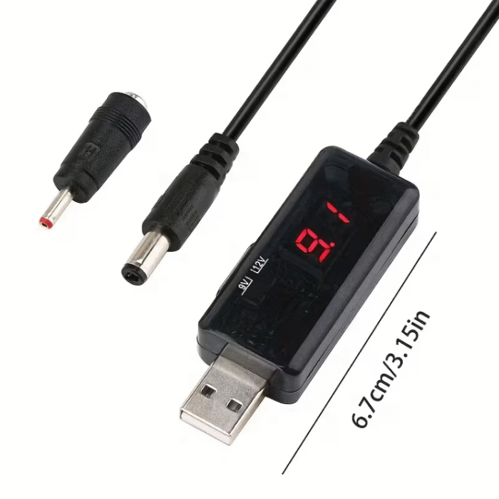 Кабель USB–DC для роутера 9V/12V с переключателем, DC 5.5×2.1 мм, 0.8 м — изображение 3