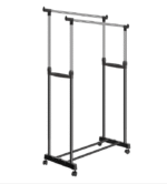 Напольная вешалка для одежды Double Pole (130x65x32 см) / Телескопическая двойная стойка для вещей — изображение 2
