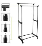 Напольная вешалка для одежды Double Pole (130x65x32 см) / Телескопическая двойная стойка для вещей — изображение 4