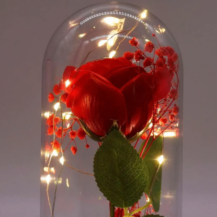Роза в колбе с подсветкой от батареек, Красная / Ночник вечная роза / Цветок в колбе — изображение 5