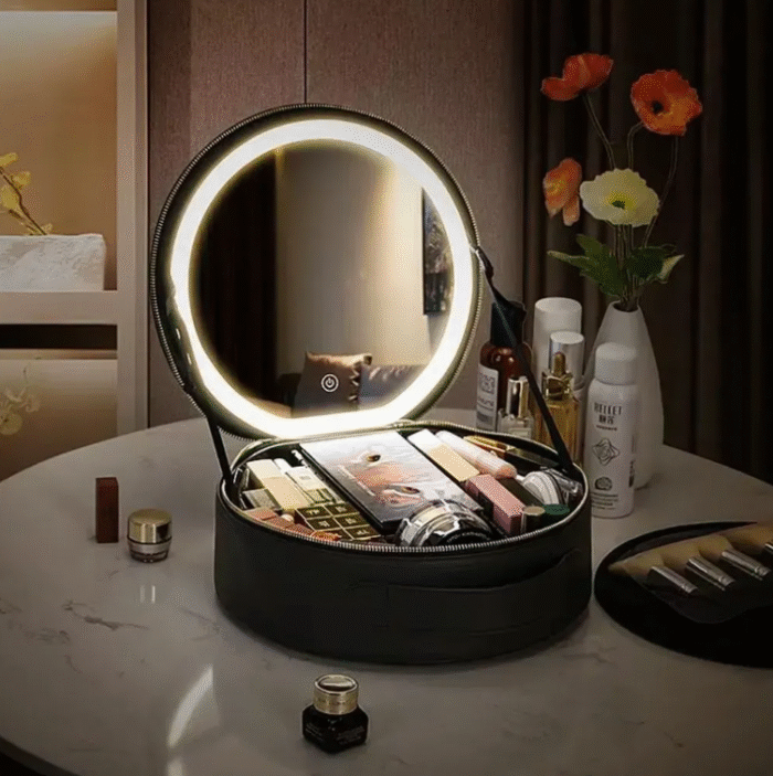Косметичка-органайзер с LED зеркалом, 29х28х11 см / Дорожная косметичка / Женская косметичка — изображение 5