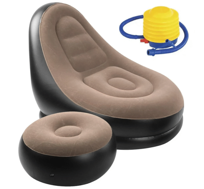Надувной диван с пуфом и насосом (116х98х83см), Air Sofa / Надувное кресло для отдыха — изображение 1