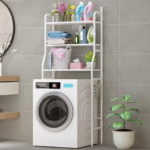 Полка стеллаж для хранения над стиральной машиной, LAUNDRY RACK TW-106, Белый / Напольная стойка органайзер для ванной комнаты — изображение 3
